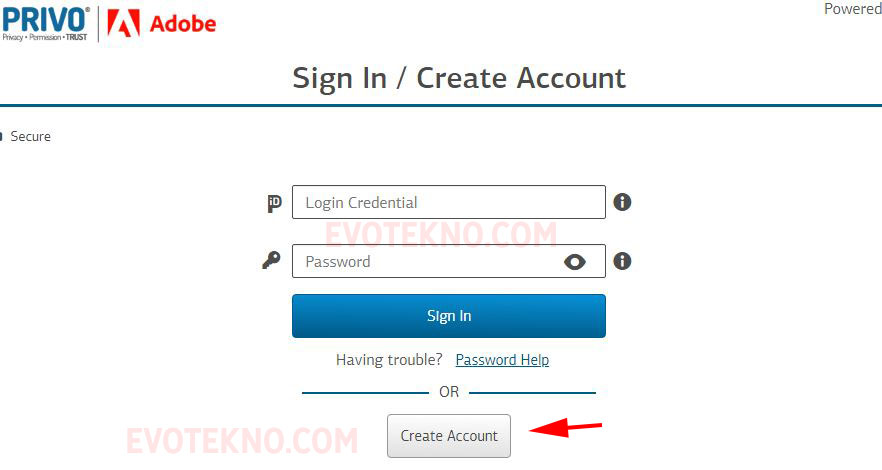 Create Account PRIVO - Adobe Free Lisence 2 Years