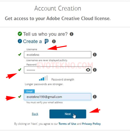 Username - Password dan Email - Membuat akun Privo