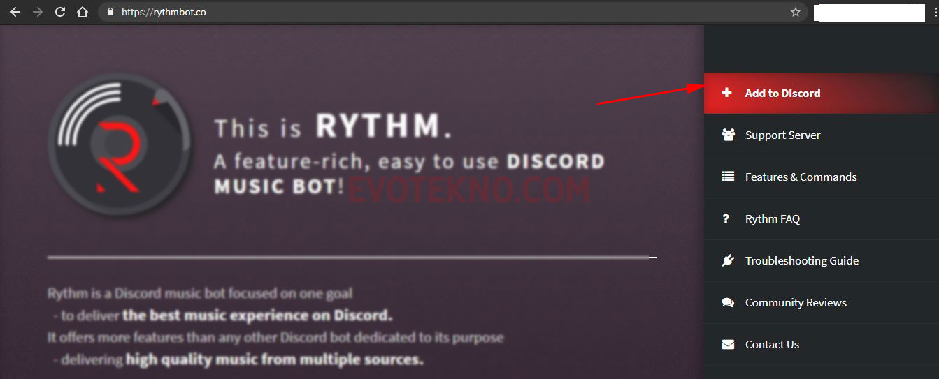 Add to Discord - Rythm Bot