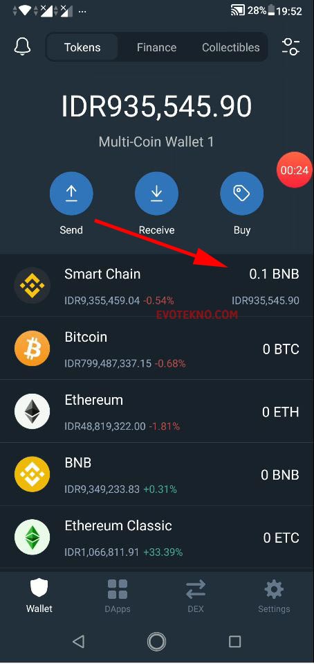 Saldo BNB Smart Chain di Trust Wallet