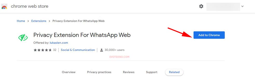 Add to Chrome - Privacy Extension For WhatsApp™ Web