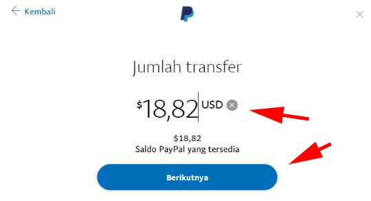 Nominal Transfer Paypal ke Jenius