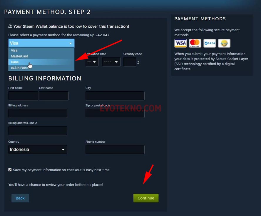 Payment Method - DANA - Steam