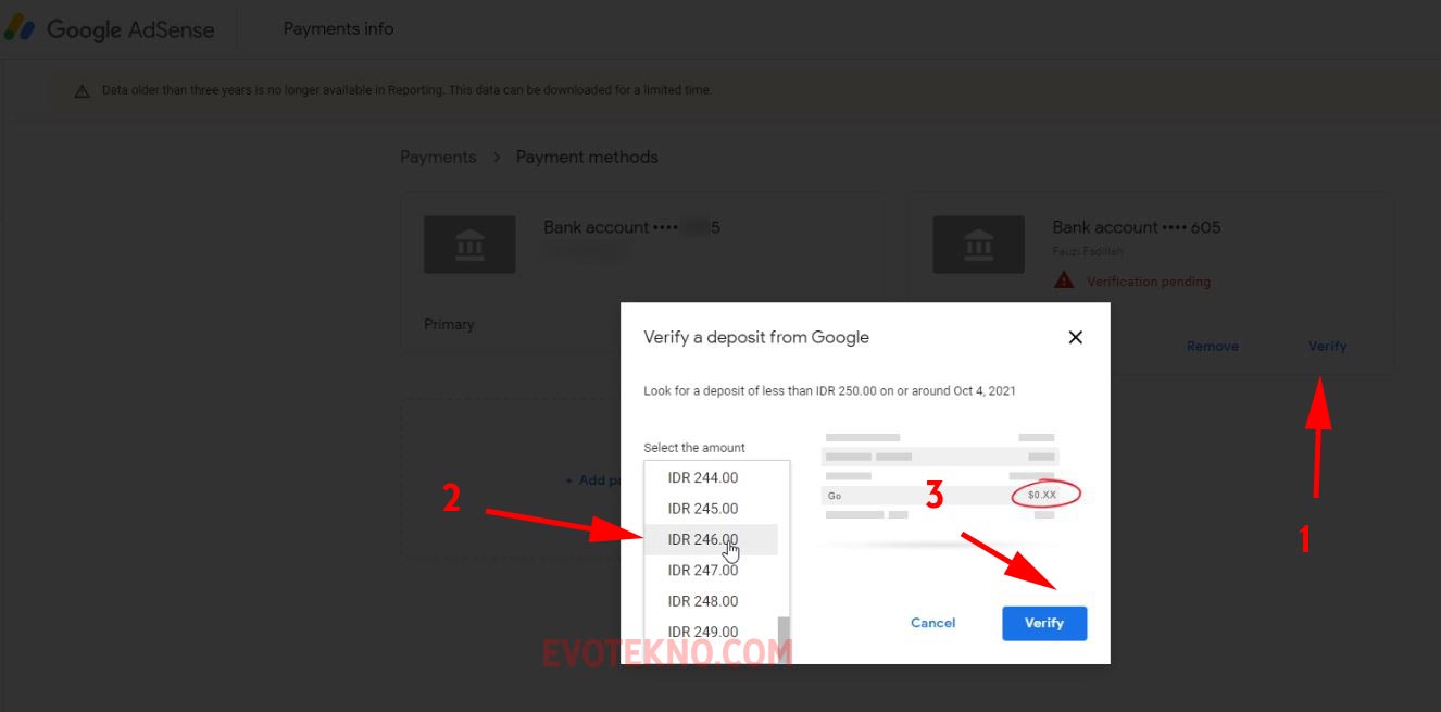Payment Method - Verify - Google AdSense