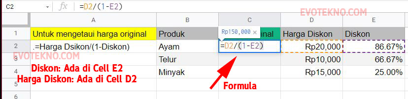 Mencari Tahu Harga Original - Google Sheets