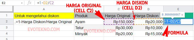 Mencari Tahu Nilai Persentase Diskon - Google Sheets