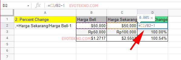 Menghitung Percent Change di Google Sheets 1