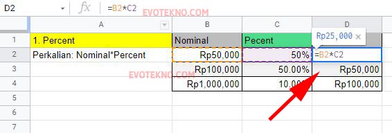 Menghitung Percent di Google Sheets 1