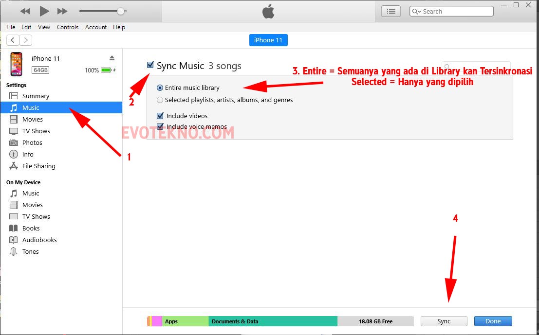 iTunes - Music Sync - Device - iPhone