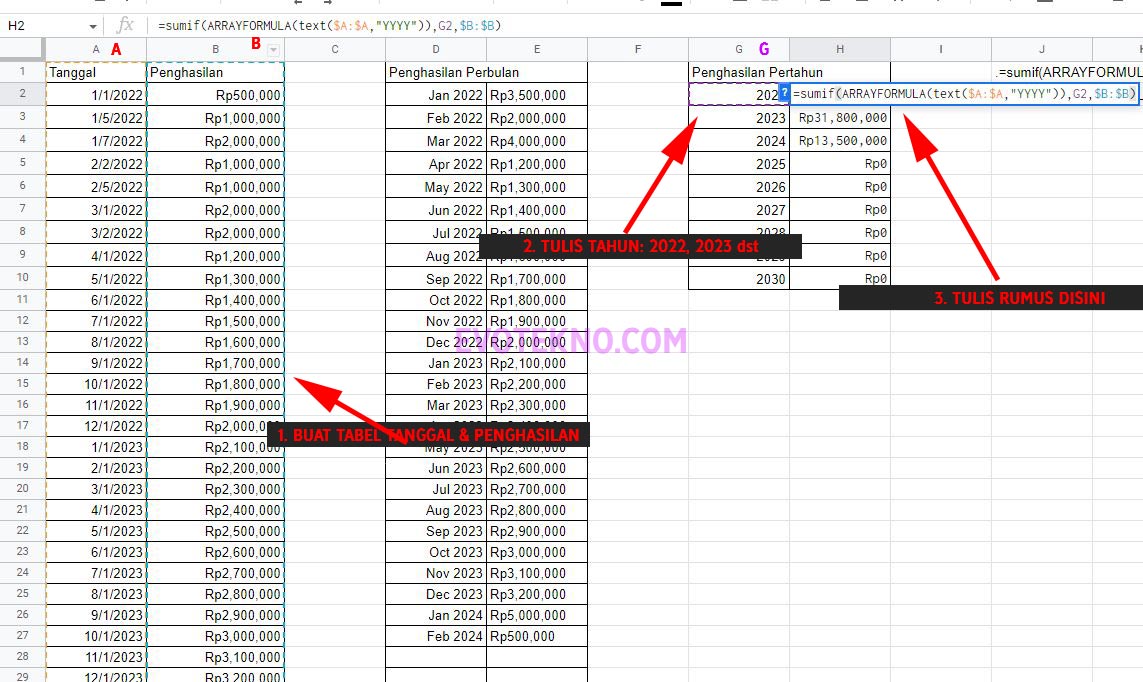 Rumus Hitung Pertahun Google Sheets