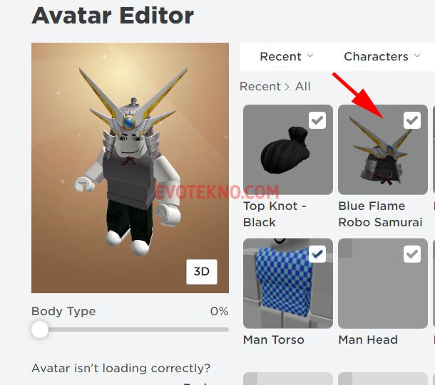 Klik Centang Pakai Avatar Roblox