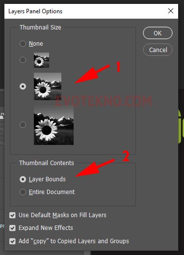 Thumbnail Size & Content Layer - Adobe Photoshop