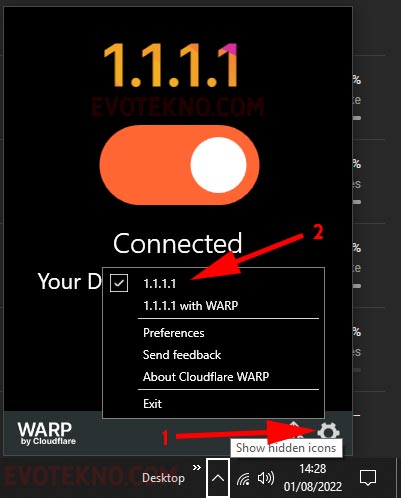 CloudFlare 1.1.1.1 without WARP - Windows DNS Over HTTPS