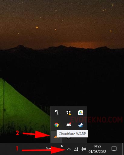 Show hidden icon - Windows 10 - Cloudflare